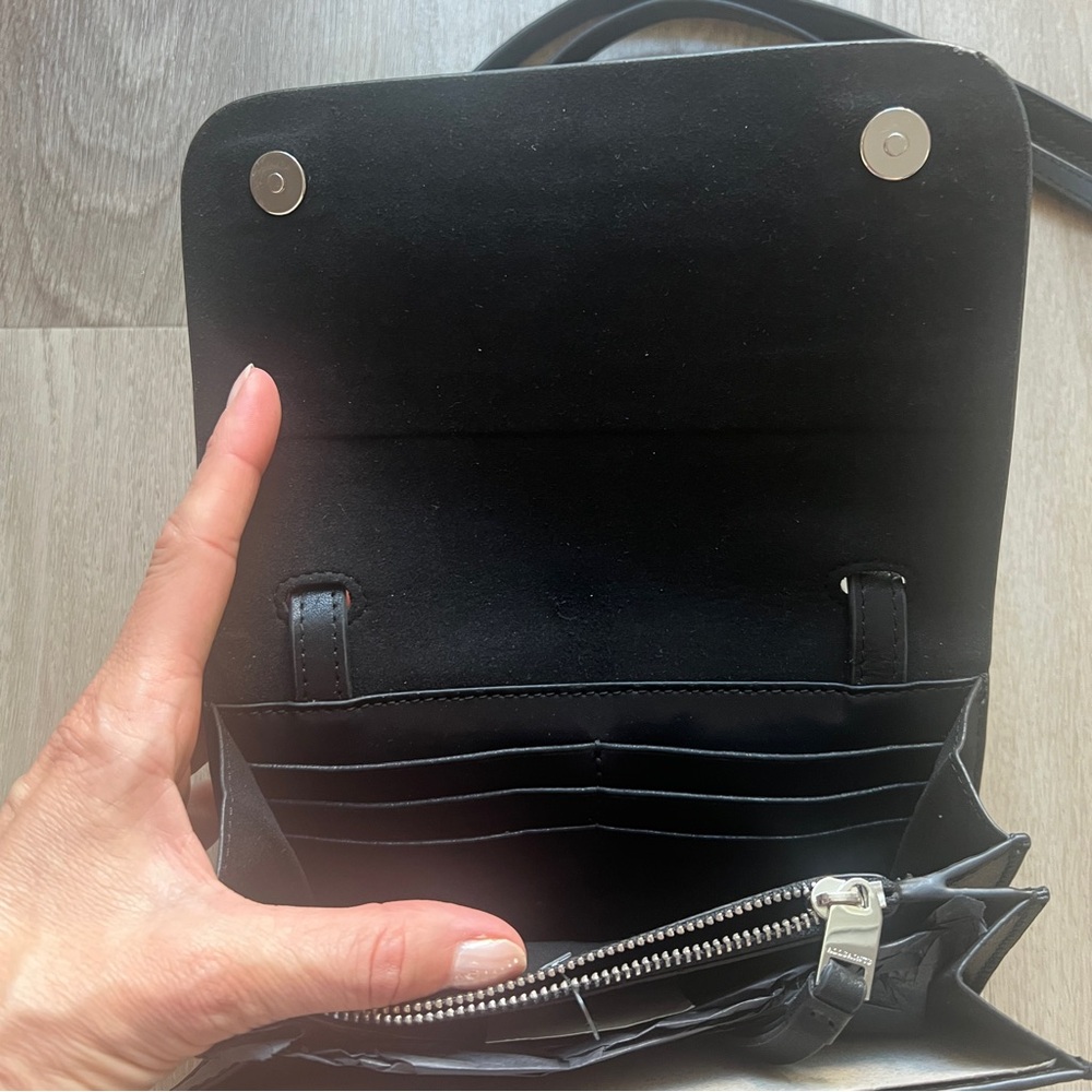 All Saints Black Leather Crossbody Bag - Picture 6 of 10